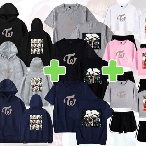 Twice Celebrate Pack: Hoodie + T-Shirt + Tracksuit + FREE Socks & Keychain