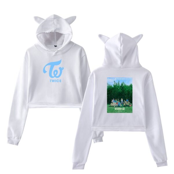 Twice Between 1&2 Cropped Hoodie #4 - Image 3